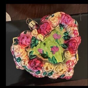 Christopher Radko Pink and Green Heart Ornament